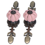 2pcs/set Hand Painted Pumpkin Drawer Knobs Chinese Pastoral Style Ceramic Cabinet HandlePink - Close-Up Angle