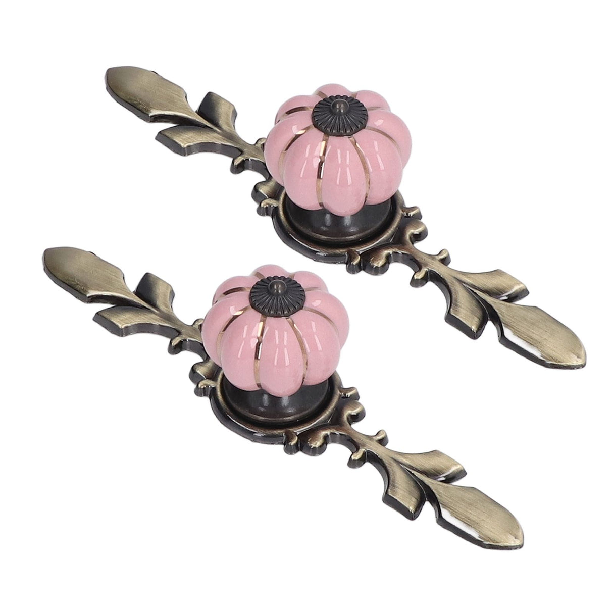 2pcs/set Hand Painted Pumpkin Drawer Knobs Chinese Pastoral Style Ceramic Cabinet HandlePink