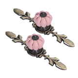2pcs/set Hand Painted Pumpkin Drawer Knobs Chinese Pastoral Style Ceramic Cabinet HandlePink - Low Angle