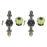 2pcs/set Hand Painted Pumpkin Drawer Knobs Chinese Pastoral Style Ceramic Cabinet HandleGreen - Front View