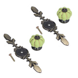 2pcs/set Hand Painted Pumpkin Drawer Knobs Chinese Pastoral Style Ceramic Cabinet HandleGreen