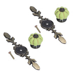 2pcs/set Hand Painted Pumpkin Drawer Knobs Chinese Pastoral Style Ceramic Cabinet HandleGreen