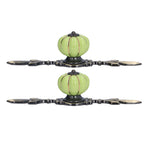 2pcs/set Hand Painted Pumpkin Drawer Knobs Chinese Pastoral Style Ceramic Cabinet HandleGreen