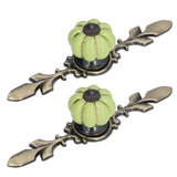 2pcs/set Hand Painted Pumpkin Drawer Knobs Chinese Pastoral Style Ceramic Cabinet HandleGreen - 45-Degree Angle