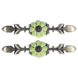 2pcs/set Hand Painted Pumpkin Drawer Knobs Chinese Pastoral Style Ceramic Cabinet HandleGreen - Close-Up Angle