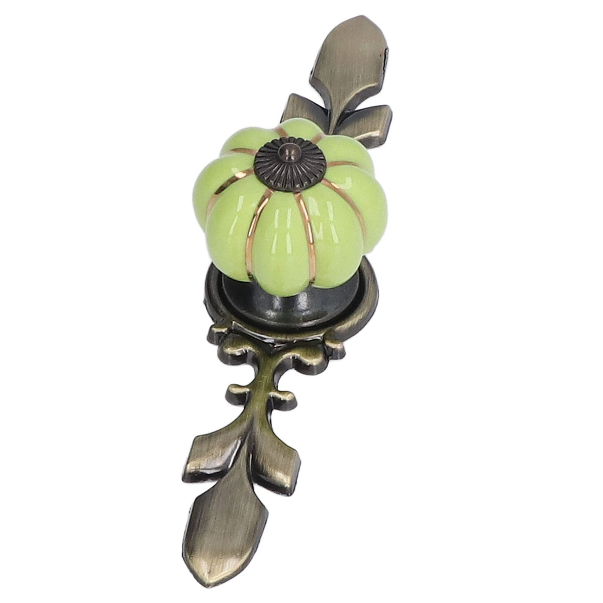 2pcs/set Hand Painted Pumpkin Drawer Knobs Chinese Pastoral Style Ceramic Cabinet HandleGreen