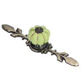 2pcs/set Hand Painted Pumpkin Drawer Knobs Chinese Pastoral Style Ceramic Cabinet HandleGreen