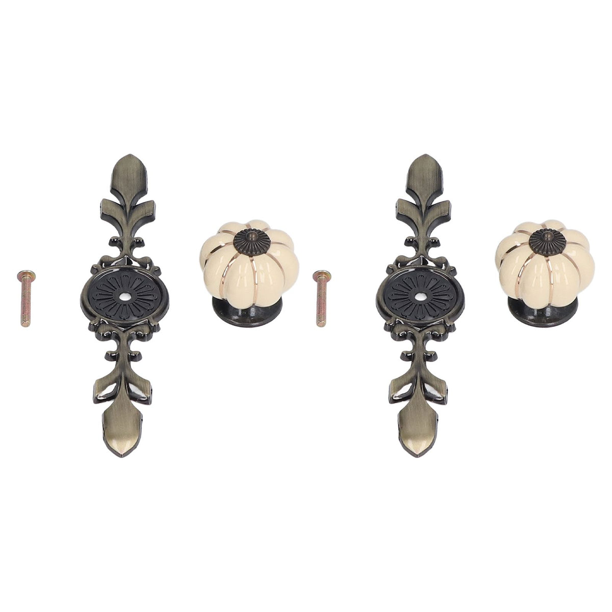 2pcs/set Hand Painted Pumpkin Drawer Knobs Chinese Pastoral Style Ceramic Cabinet HandleWhite