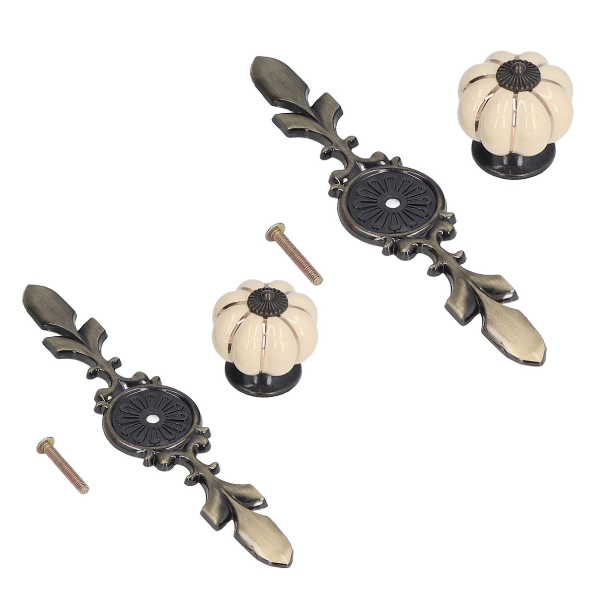 2pcs/set Hand Painted Pumpkin Drawer Knobs Chinese Pastoral Style Ceramic Cabinet HandleWhite