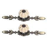 2pcs/set Hand Painted Pumpkin Drawer Knobs Chinese Pastoral Style Ceramic Cabinet HandleWhite - Top-Down View