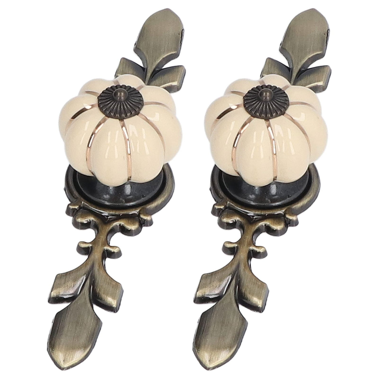 2pcs/set Hand Painted Pumpkin Drawer Knobs Chinese Pastoral Style Ceramic Cabinet HandleWhite