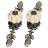 2pcs/set Hand Painted Pumpkin Drawer Knobs Chinese Pastoral Style Ceramic Cabinet HandleWhite