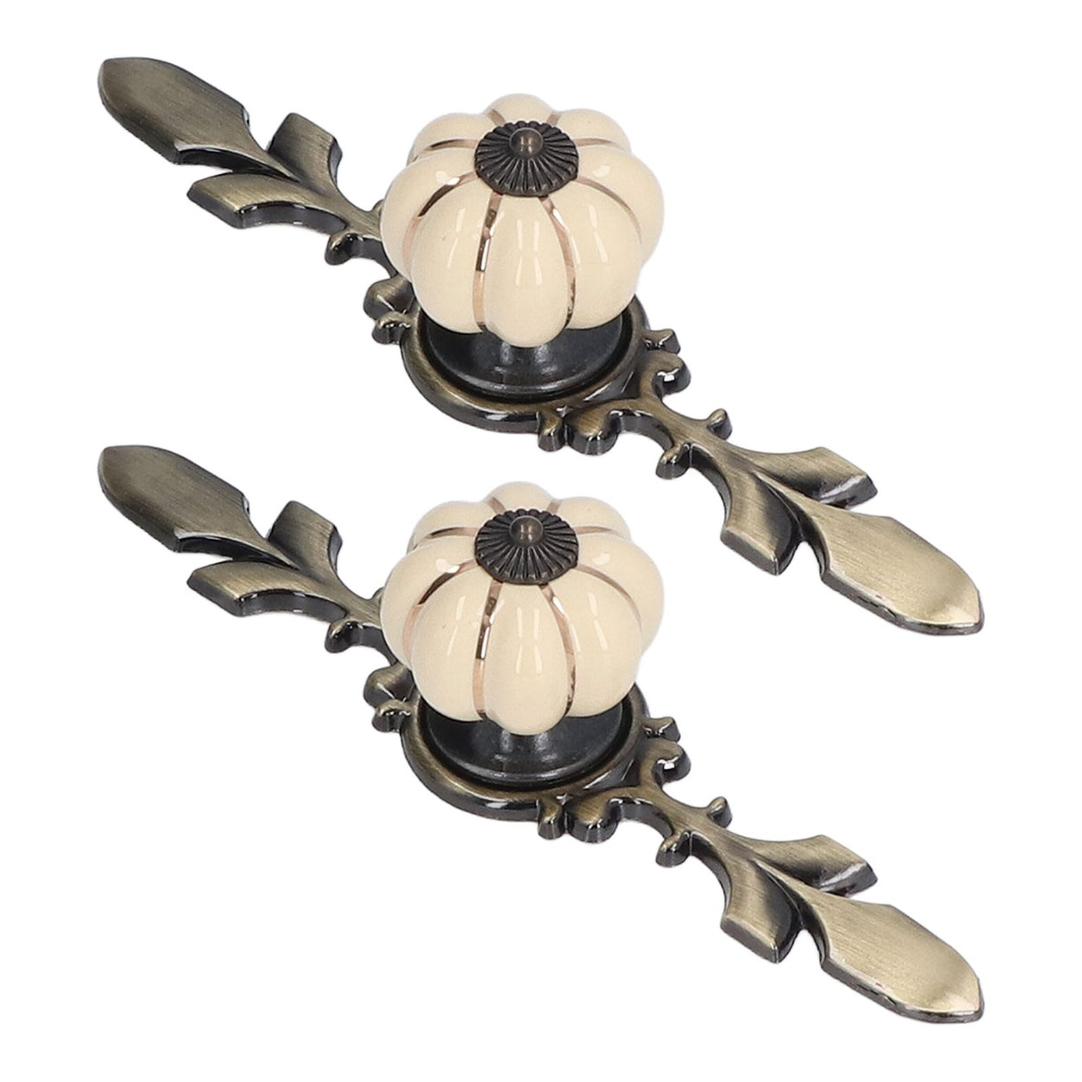 2pcs/set Hand Painted Pumpkin Drawer Knobs Chinese Pastoral Style Ceramic Cabinet HandleWhite