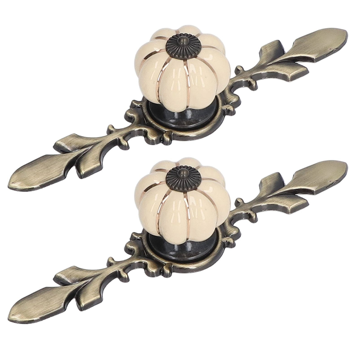 2pcs/set Hand Painted Pumpkin Drawer Knobs Chinese Pastoral Style Ceramic Cabinet HandleWhite
