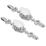 2 Set Drawer Knobs Pull Handles Ceramics Cabinet Cupboard Door Decorative Knobs with Plate for Kitchen Bathroom Office1088D Madarine