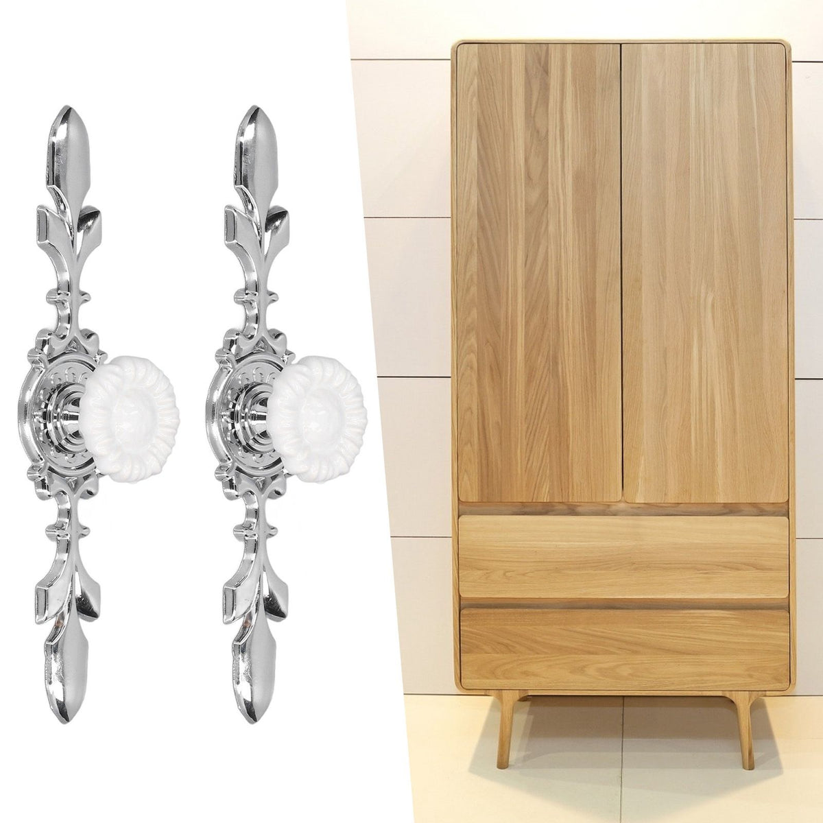 2 Set Drawer Knobs Pull Handles Ceramics Cabinet Cupboard Door Decorative Knobs with Plate for Kitchen Bathroom Office1088D Sunflower