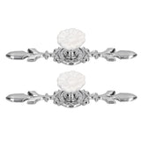 2 Set Drawer Knobs Pull Handles Ceramics Cabinet Cupboard Door Decorative Knobs with Plate for Kitchen Bathroom Office1088D Magnolia - Extra Image