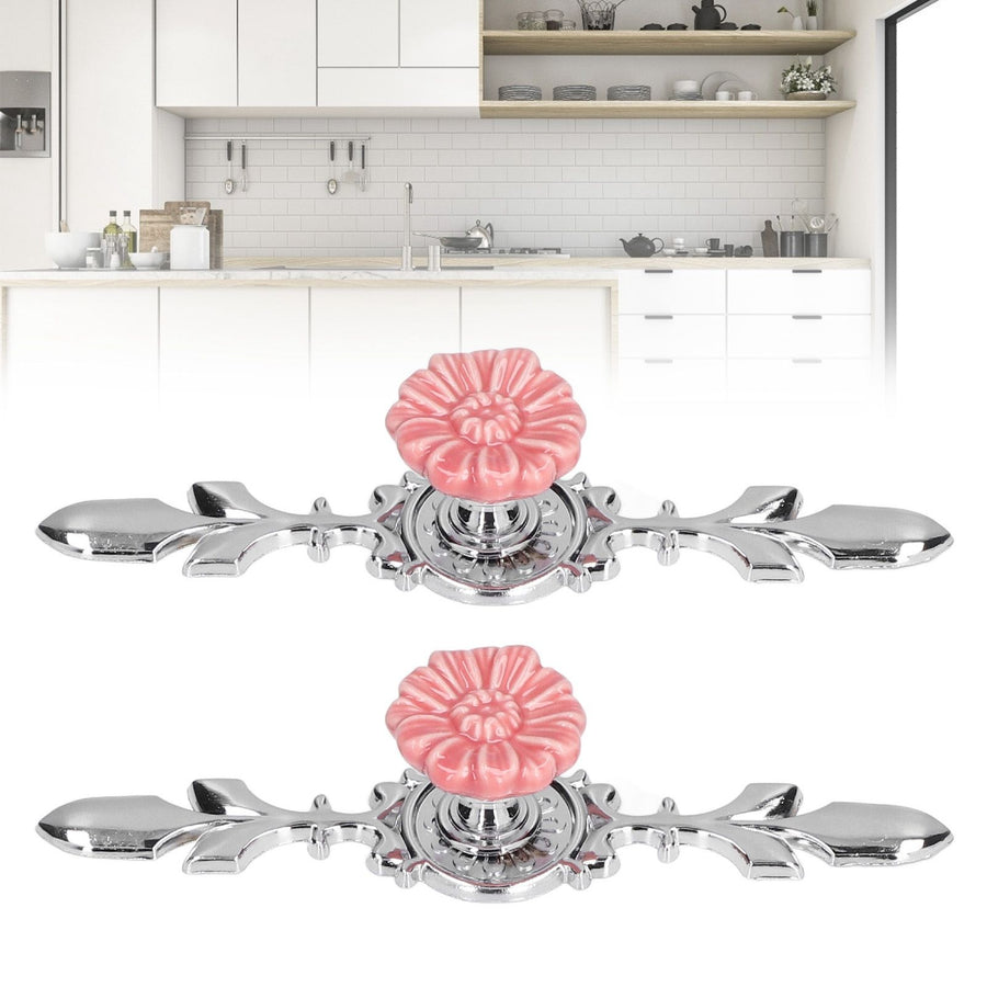 2 Set Drawer Knobs Pull Handles Ceramics Cabinet Decorative Knobs with Plate for Kitchen Bathroom Office Decoration1088D Sunflower