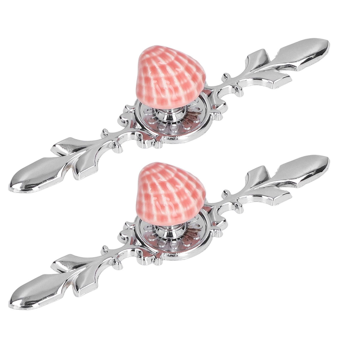 2 Set Drawer Knobs Pull Handles Ceramics Cabinet Decorative Knobs with Plate for Kitchen Bathroom Office Decoration1088D Shell
