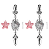 2 Set Drawer Knobs Pull Handles Ceramics Cabinet Decorative Knobs with Plate for Kitchen Bathroom Office Decoration1088D Sea Star