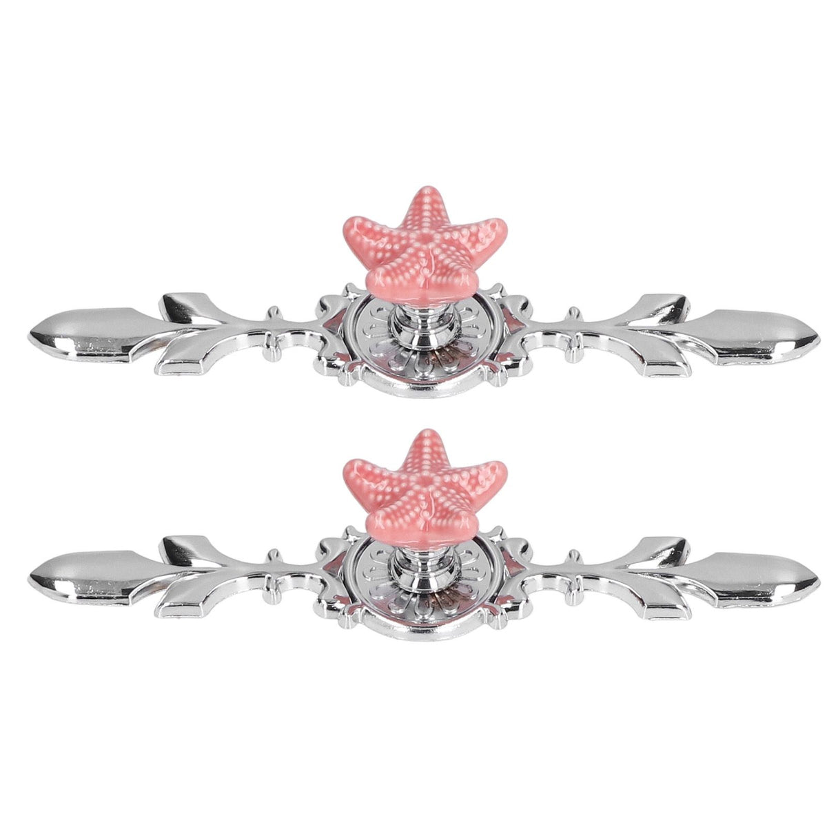 2 Set Drawer Knobs Pull Handles Ceramics Cabinet Decorative Knobs with Plate for Kitchen Bathroom Office Decoration1088D Sea Star