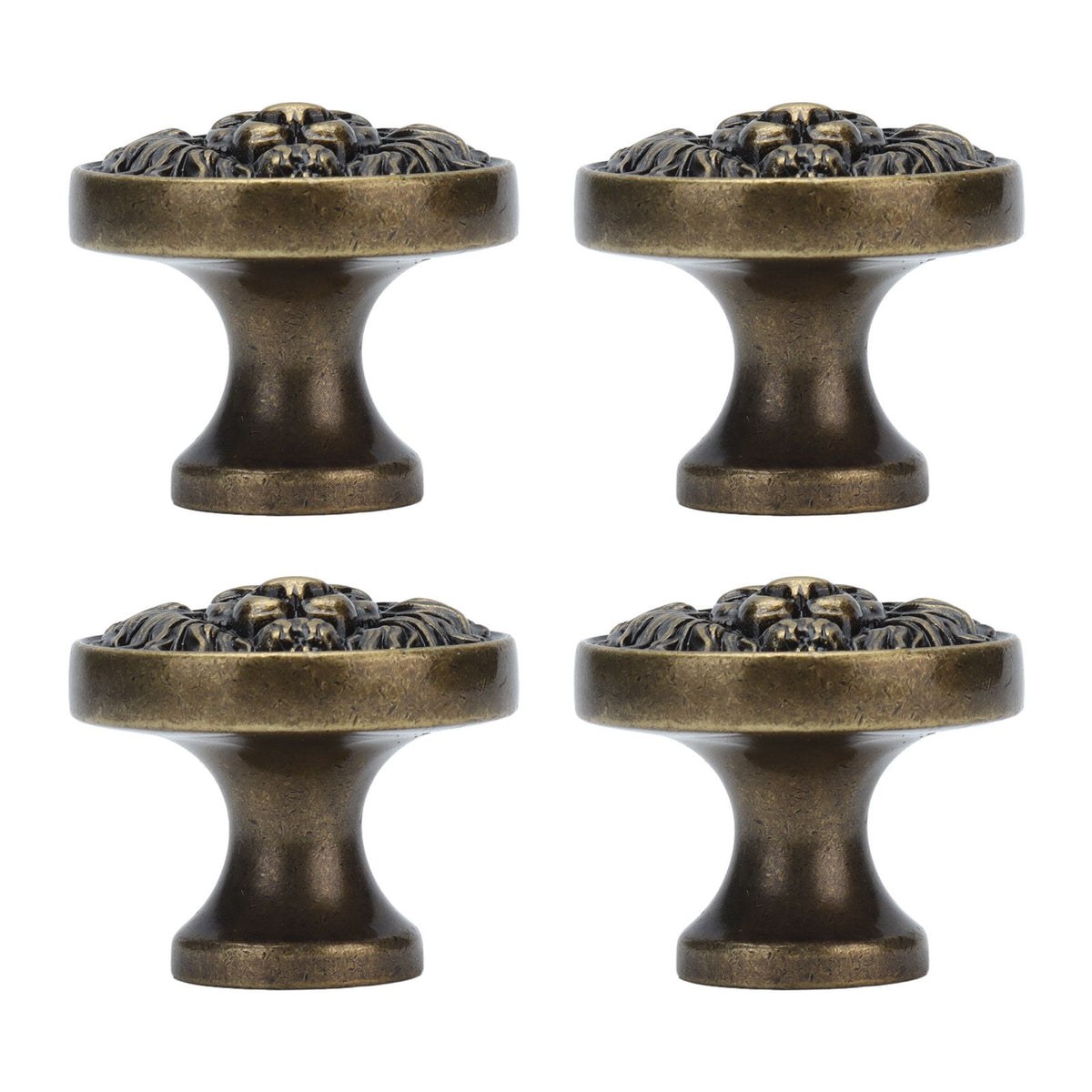 4Set Lion Head Zinc Alloy Cabinet Door Handle Modern Antique Cartoon Solid Drawer Pull Circular Single Hole Buckle Hand399 Lion Head Bronze