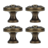 4Set Lion Head Zinc Alloy Cabinet Door Handle Modern Antique Cartoon Solid Drawer Pull Circular Single Hole Buckle Hand399 Lion Head Bronze - Side View