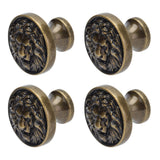 4Set Lion Head Zinc Alloy Cabinet Door Handle Modern Antique Cartoon Solid Drawer Pull Circular Single Hole Buckle Hand399 Lion Head Bronze