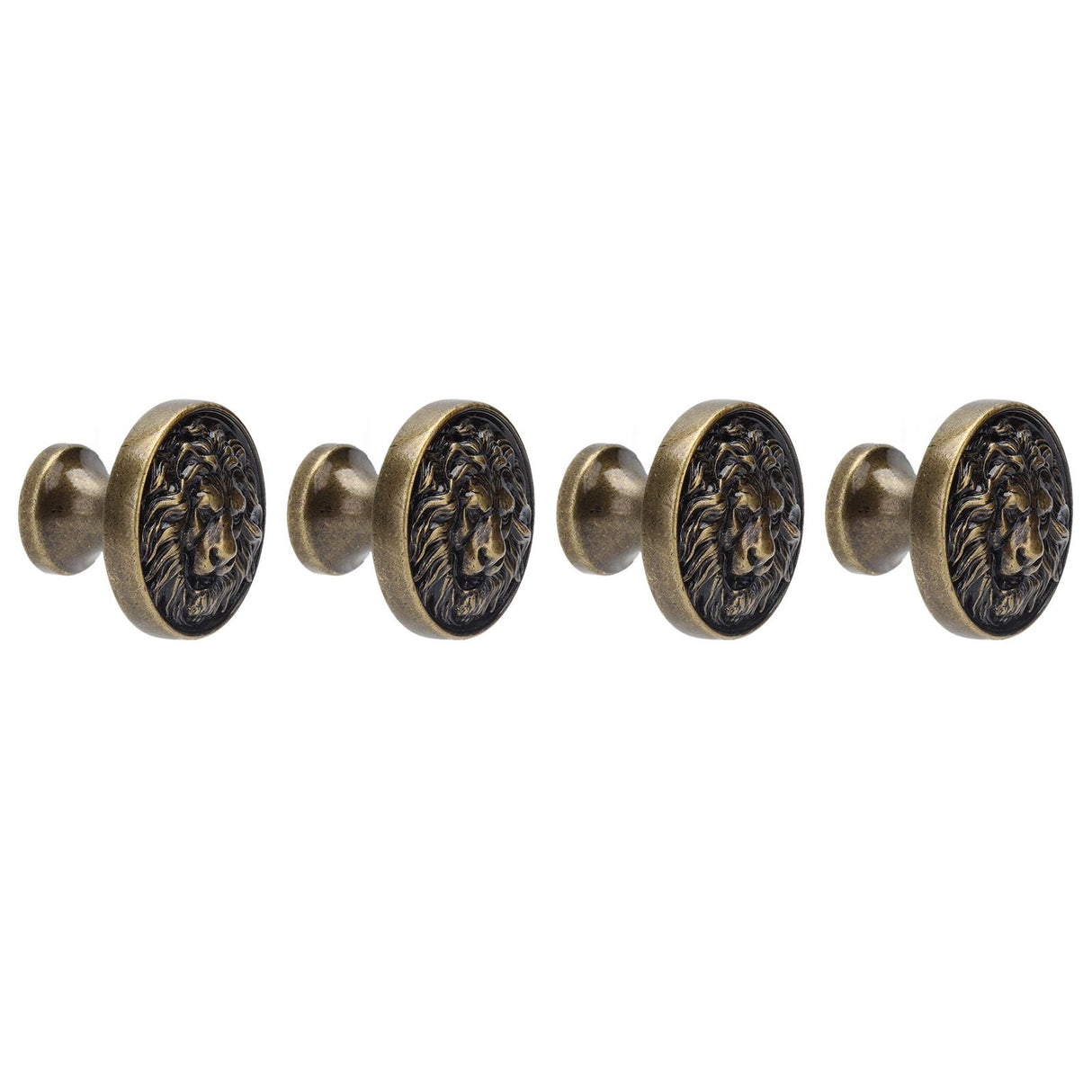 4Set Lion Head Zinc Alloy Cabinet Door Handle Modern Antique Cartoon Solid Drawer Pull Circular Single Hole Buckle Hand399 Lion Head Bronze