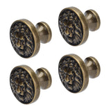 4Set Lion Head Zinc Alloy Cabinet Door Handle Modern Antique Cartoon Solid Drawer Pull Circular Single Hole Buckle Hand399 Lion Head Bronze - Extra Image