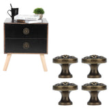 4Set Lion Head Zinc Alloy Cabinet Door Handle Modern Antique Cartoon Solid Drawer Pull Circular Single Hole Buckle Hand399 Lion Head Bronze - Extra Image