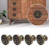 4Set Lion Head Zinc Alloy Cabinet Door Handle Modern Antique Cartoon Solid Drawer Pull Circular Single Hole Buckle Hand399 Lion Head Bronze