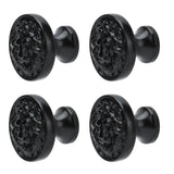 4Set Lion Head Zinc Alloy Cabinet Door Handle Modern Antique Cartoon Solid Drawer Pull Circular Single Hole Buckle Hand399 Lion Head Black - Front View