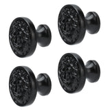 4Set Lion Head Zinc Alloy Cabinet Door Handle Modern Antique Cartoon Solid Drawer Pull Circular Single Hole Buckle Hand399 Lion Head Black