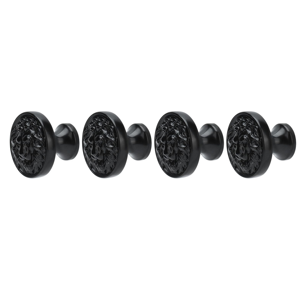 4Set Lion Head Zinc Alloy Cabinet Door Handle Modern Antique Cartoon Solid Drawer Pull Circular Single Hole Buckle Hand399 Lion Head Black