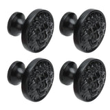 4Set Lion Head Zinc Alloy Cabinet Door Handle Modern Antique Cartoon Solid Drawer Pull Circular Single Hole Buckle Hand399 Lion Head Black