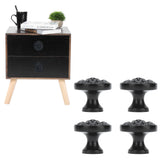 4Set Lion Head Zinc Alloy Cabinet Door Handle Modern Antique Cartoon Solid Drawer Pull Circular Single Hole Buckle Hand399 Lion Head Black