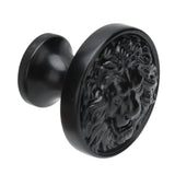 4Set Lion Head Zinc Alloy Cabinet Door Handle Modern Antique Cartoon Solid Drawer Pull Circular Single Hole Buckle Hand399 Lion Head Black