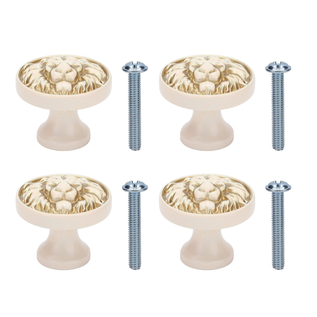 4Set Lion Head Zinc Alloy Cabinet Door Handle Modern Antique Cartoon Solid Drawer Pull Circular Single Hole Buckle Hand399 Lion Head Ivory