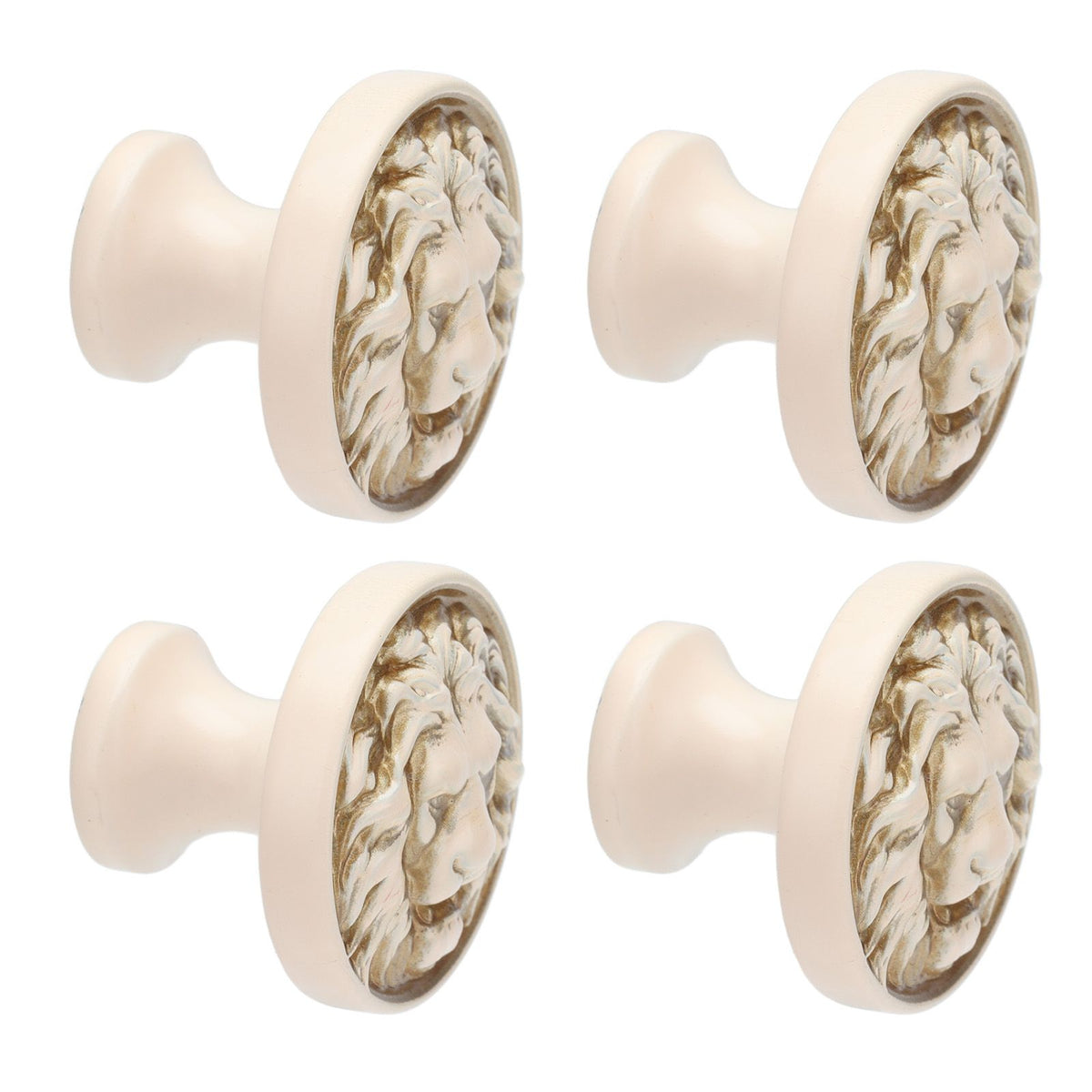 4Set Lion Head Zinc Alloy Cabinet Door Handle Modern Antique Cartoon Solid Drawer Pull Circular Single Hole Buckle Hand399 Lion Head Ivory