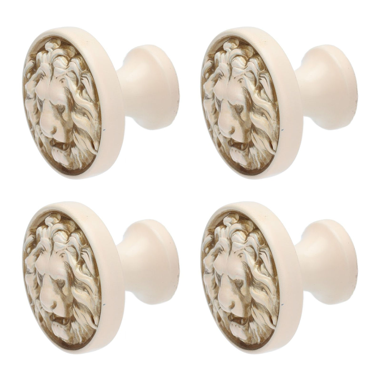 4Set Lion Head Zinc Alloy Cabinet Door Handle Modern Antique Cartoon Solid Drawer Pull Circular Single Hole Buckle Hand399 Lion Head Ivory