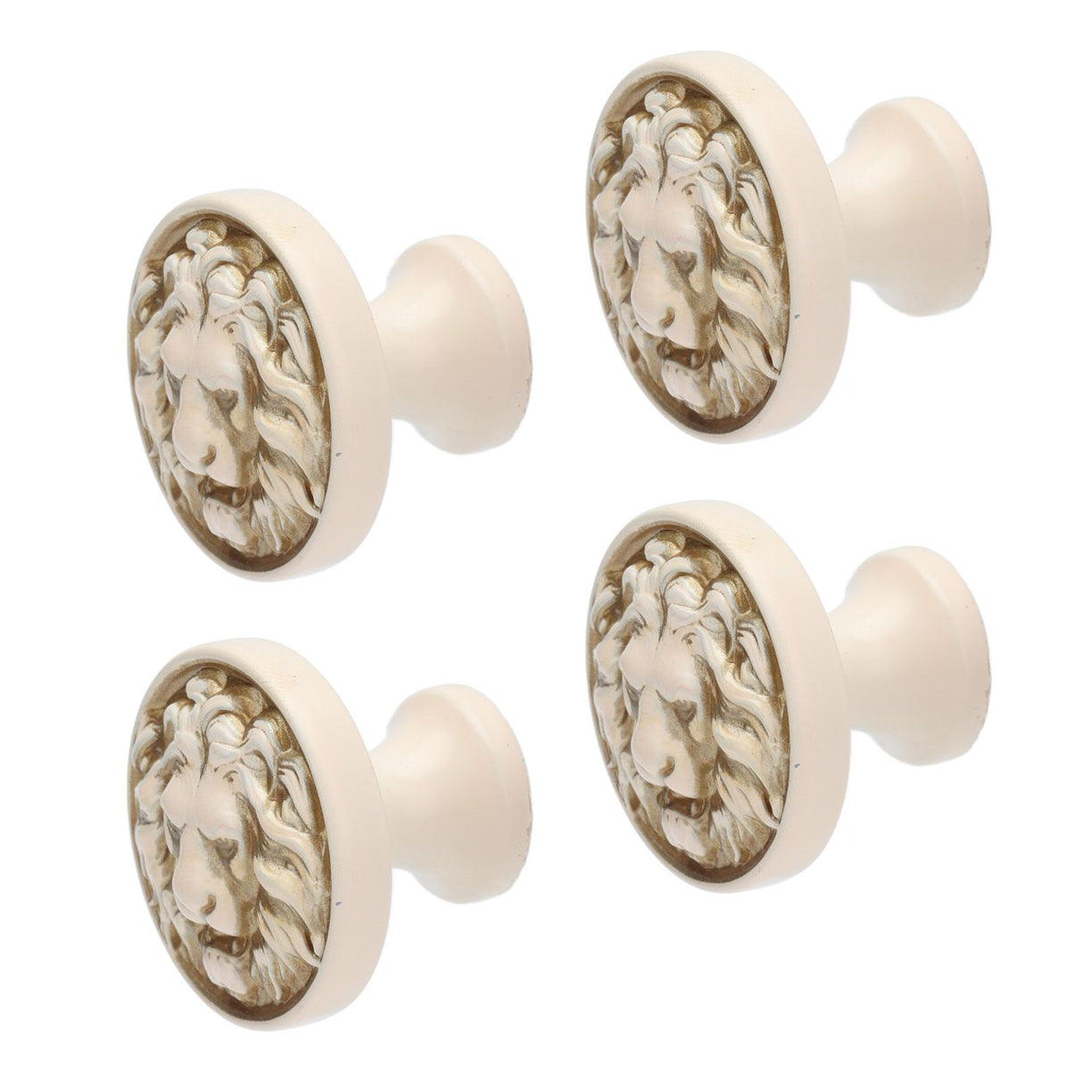 4Set Lion Head Zinc Alloy Cabinet Door Handle Modern Antique Cartoon Solid Drawer Pull Circular Single Hole Buckle Hand399 Lion Head Ivory
