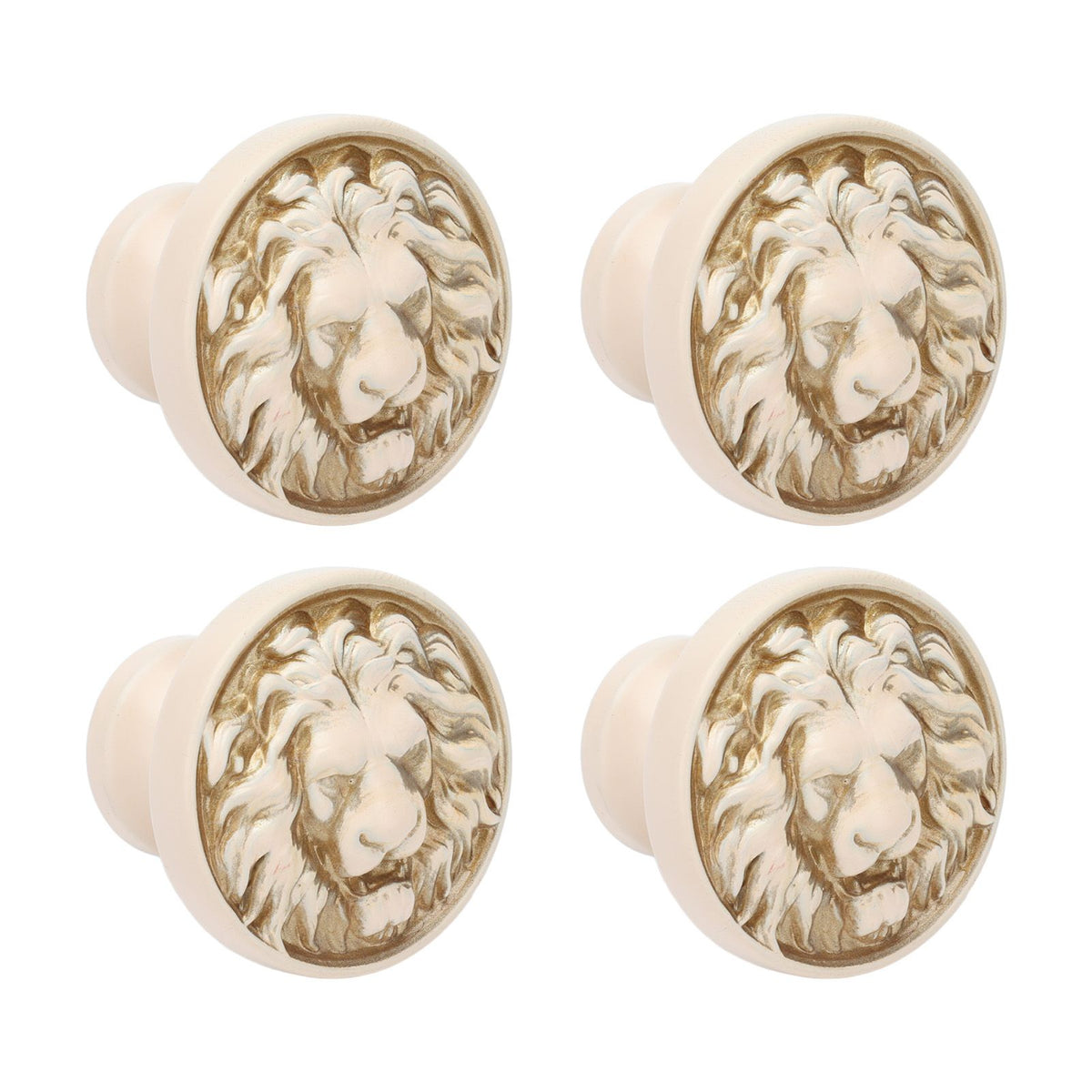 4Set Lion Head Zinc Alloy Cabinet Door Handle Modern Antique Cartoon Solid Drawer Pull Circular Single Hole Buckle Hand399 Lion Head Ivory