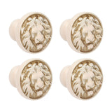 4Set Lion Head Zinc Alloy Cabinet Door Handle Modern Antique Cartoon Solid Drawer Pull Circular Single Hole Buckle Hand399 Lion Head Ivory