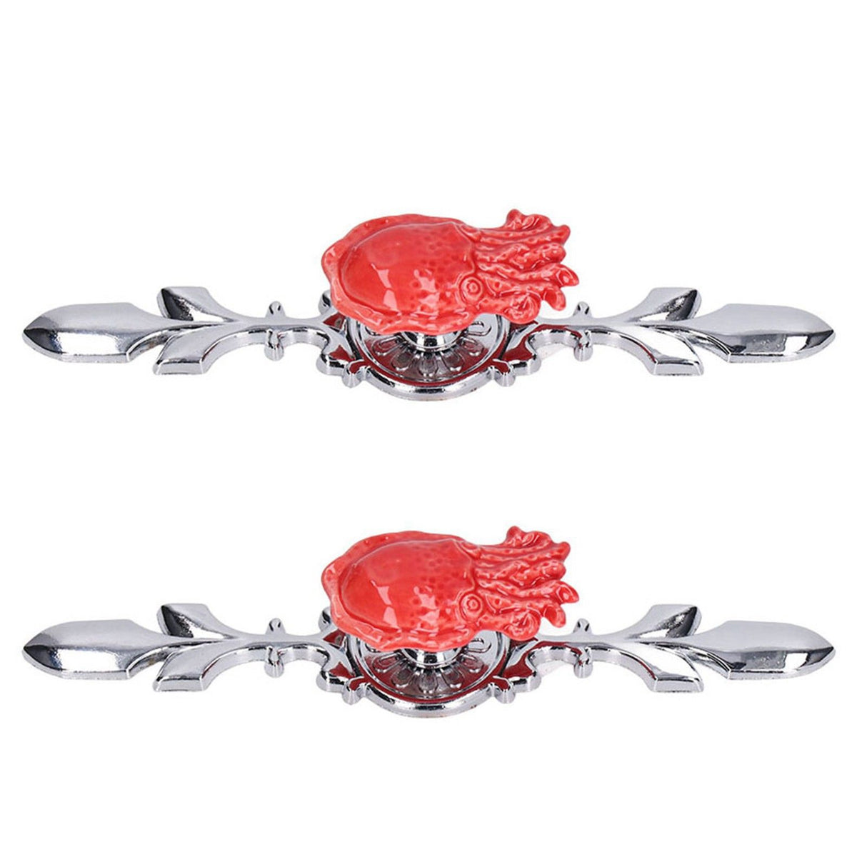2Set Drawer Pull Knob Zinc Alloy Cabinet Wardrobe Closet Knob for Kitchen Furniture Decoration1077D Red Octopus