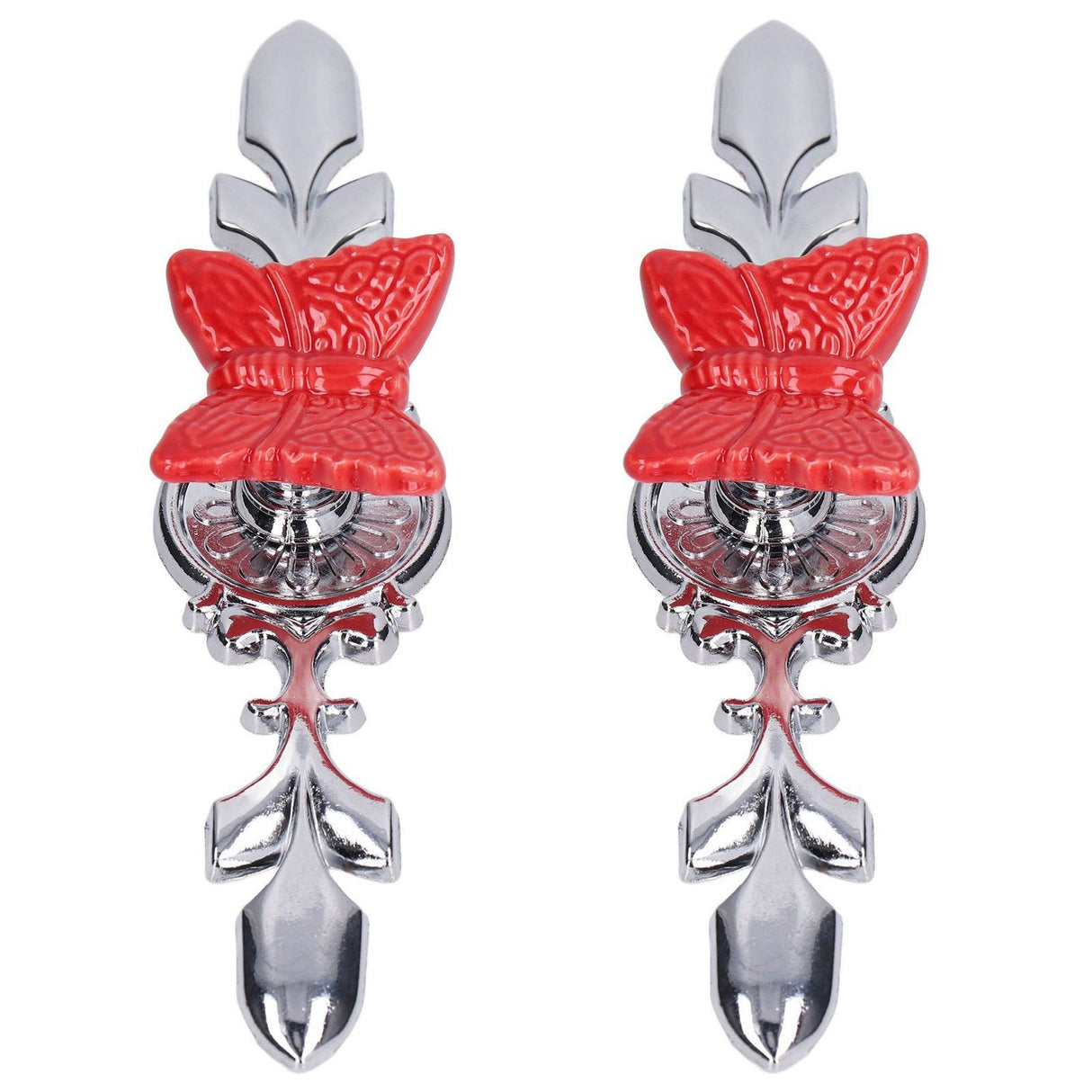 2Set Drawer Pull Knob Zinc Alloy Cabinet Wardrobe Closet Knob for Kitchen Furniture Decoration1077D Red Butterfly