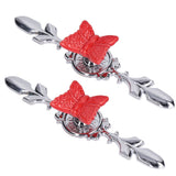 2Set Drawer Pull Knob Zinc Alloy Cabinet Wardrobe Closet Knob for Kitchen Furniture Decoration1077D Red Butterfly - Side View