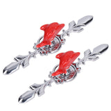 2Set Drawer Pull Knob Zinc Alloy Cabinet Wardrobe Closet Knob for Kitchen Furniture Decoration1077D Red Dolphin - Rear View