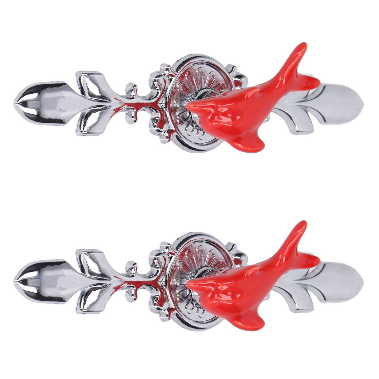 2Set Drawer Pull Knob Zinc Alloy Cabinet Wardrobe Closet Knob for Kitchen Furniture Decoration1077D Red Dolphin
