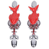 2Set Drawer Pull Knob Zinc Alloy Cabinet Wardrobe Closet Knob for Kitchen Furniture Decoration1077D Red Grass Carp - Side View